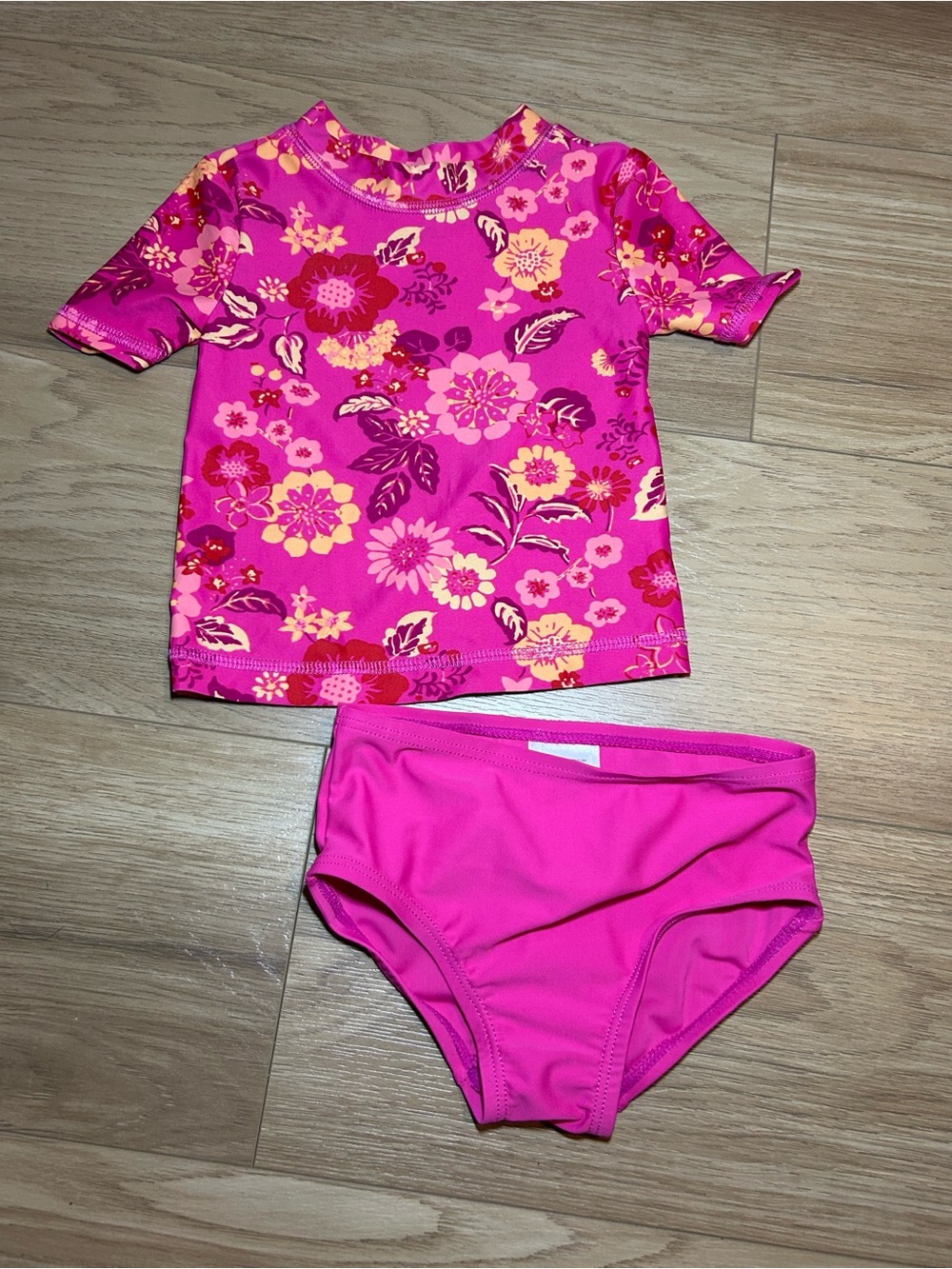 Carter's Bright Pink Floral Rashguard Swim Set